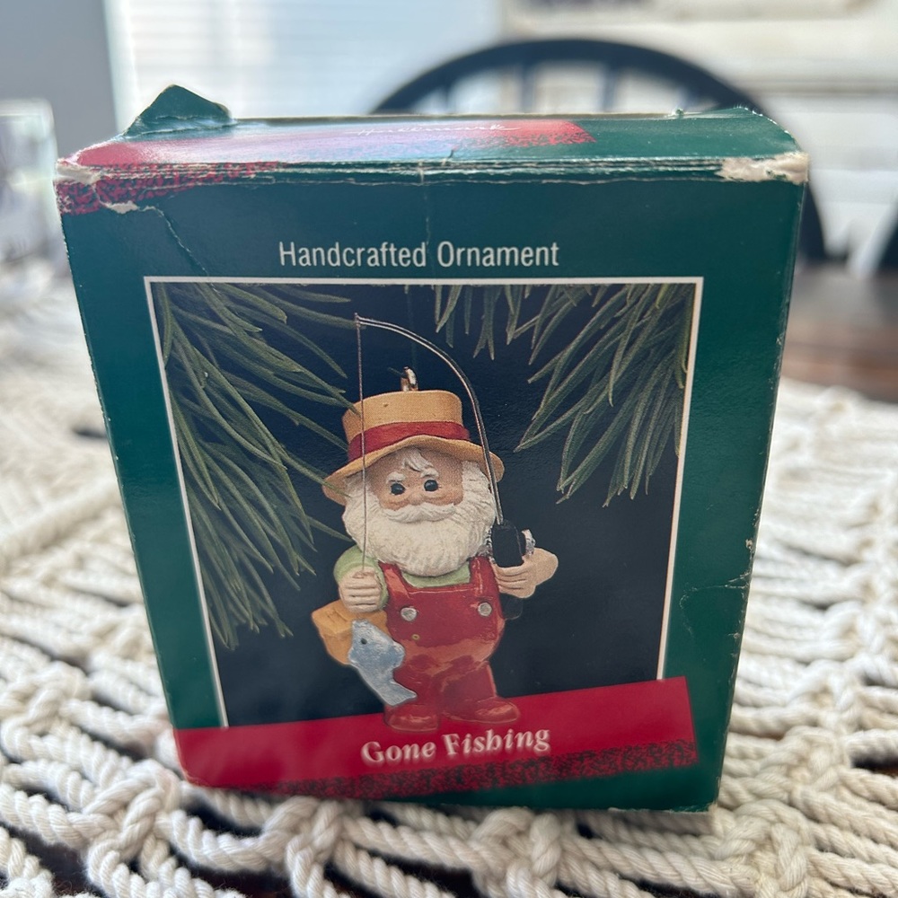 Vintage 1988 Hallmark Keepsake Christmas Ornament “Gone Fishing”